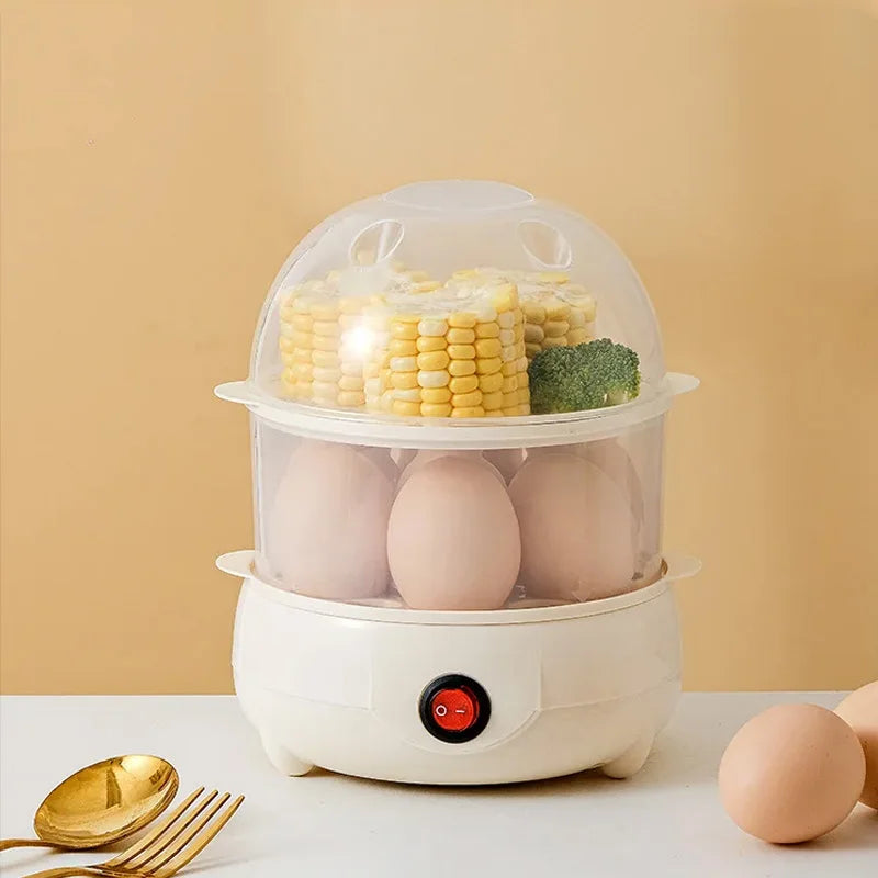 New Double Layer Egg Steamer Household Small Portable Automatic Power Off Steamer Kitchen Breakfast Cooking Machine